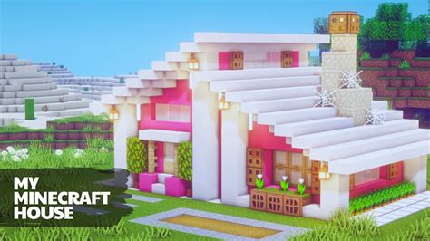 Minecraft Tutorial How To Build A Cute Little Pink House In Survival Pink House Minecraft