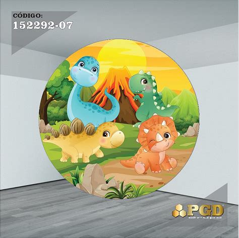 Painel Redondo X Mt Tema Dino Baby Modelo Tecido Em