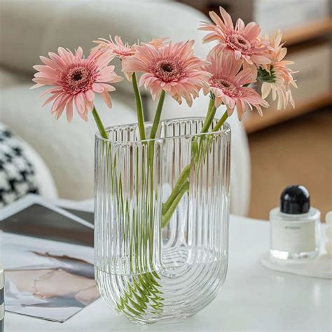 Amazon Fixwal Ribbed Clear Glass Vase Aesthetics Flower Vases