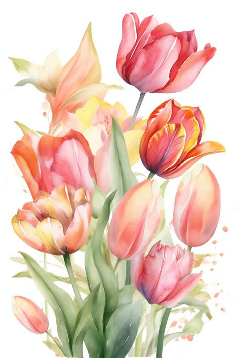 Premium Photo | A bouquet of tulips with orange and pink flowers.