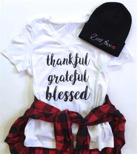 Thankful Grateful Blessed V Neck Tee Relaxed Fit Womens Etsy