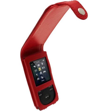 Igadgitz Rouge Tui Housse Cuir Pour Sony Walkman Nwz E Nwz E Nwz