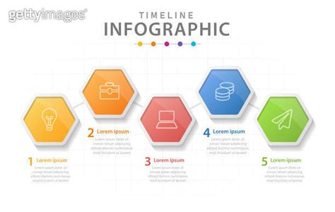 Infographic Template Steps Modern Timeline Diagram With Hexagons