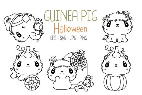 Set Halloween Guinea Pig Coloring Page