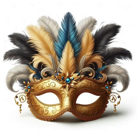 Premium Photo 3d Watercolor Golden Barazil Carnival Mask