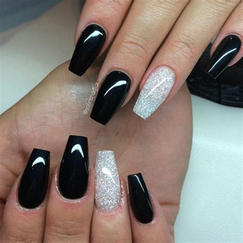 Black And White Nails Coffin Nails Designs Black Nail Designs Gel