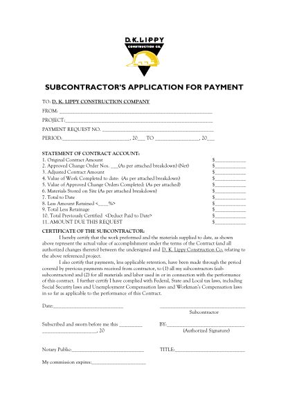 Subcontractors Fillable Office Forms Printable Forms Free Online