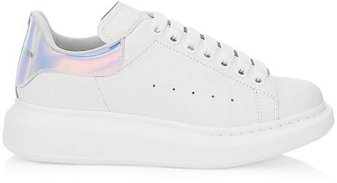 Alexander Mcqueen Oversized Iridescent Logo Leather Sneakers Shopstyle