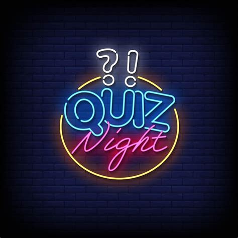 Premium Vector Quiz Night Neon Sign On Brick Wall Background