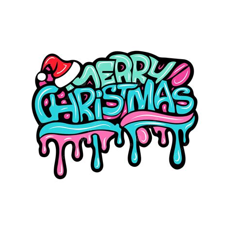 Merry Christmas Graffiti Lettering Typography Art Illustration Vector