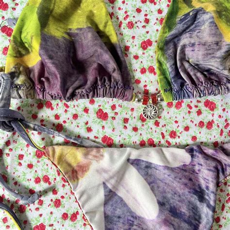 Floral Bikini Triangle Top Thong High Cut Depop