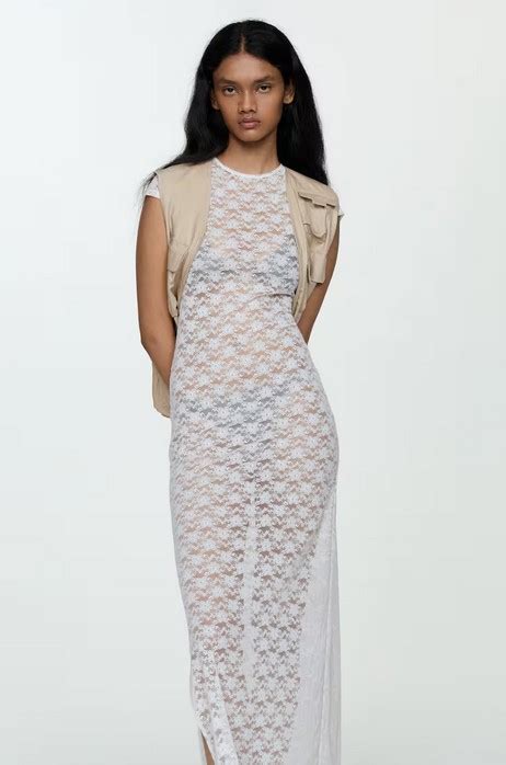 Es Tendencia Para Lucir Este Verano Vestido Midi De Encaje De Mango