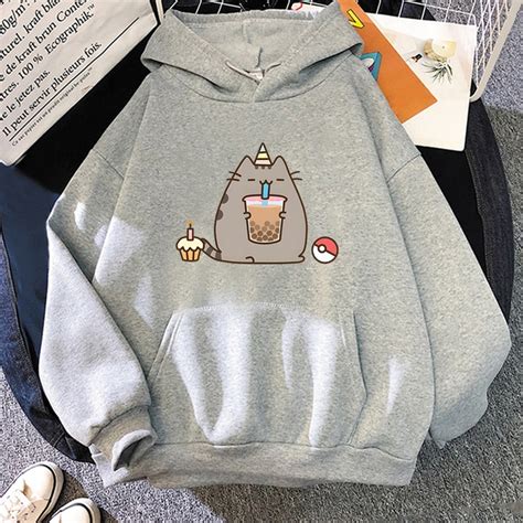 Moletom Canguru Streetwear Gato Pusheen Bolinho Fofo Kawaii Shopee Brasil