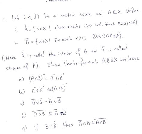 Solved O I Let X D Be Metric Space And A Cx Define Chegg