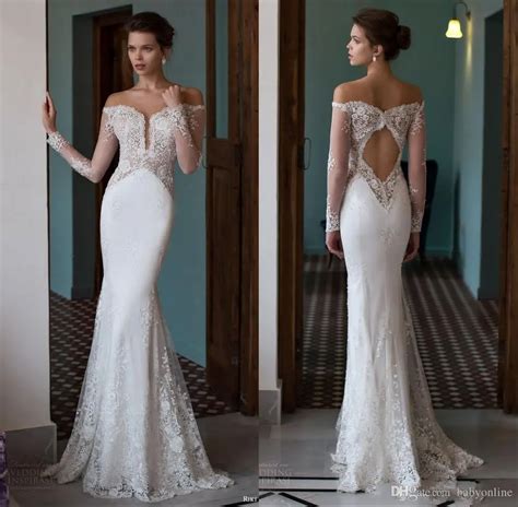 Off The Shoulder Mermaid Wedding Dresses Plunging V Neck Illusion