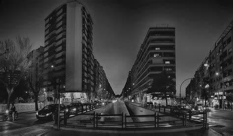 Immagini Belle Bianco E Nero Orizzonte Strada Notte Citt