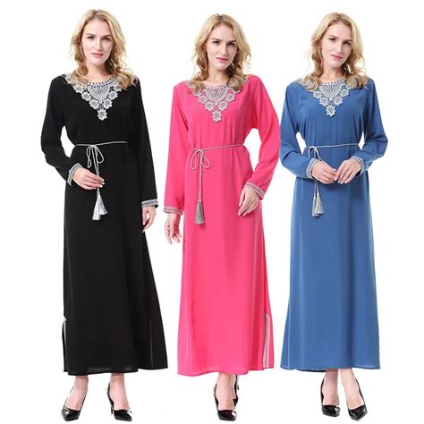 Garment Muslim Long Sleeve Dress Abayas For Women Kaftan Dubai Islamic