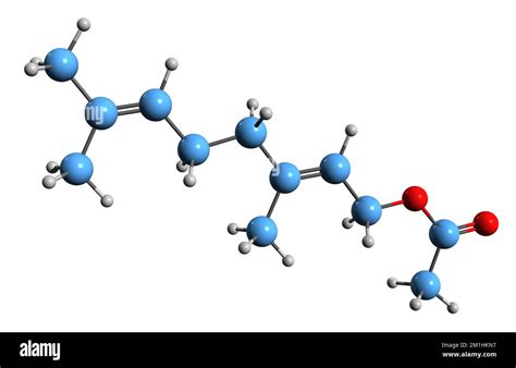 D Image Of Neryl Acetate Skeletal Formula Molecular Chemical