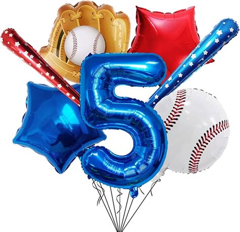 Amazon Navy Blue Number Balloons Baseball Balloons Set Foil