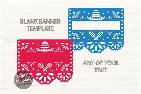 2 Svg Banner Template Papel Picado Svg Grafik Von Cuttinglinestore