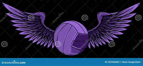 Volleyball Ball Logo With Long Wings Vector Stock Vector Illustration