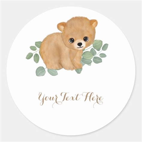 Woodland Bear Baby Shower Stickers | Zazzle.ca