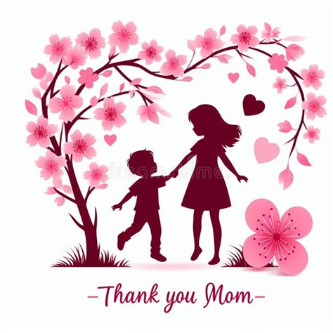 Happy Mothers Day Thank You Mom I Love You Mom Stock Illustration