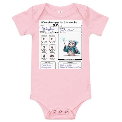 Personalized Baby Character Sheet Onesie Custom Dnd Baby Announcement