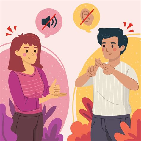 Deaf People Communicating Through Sign Language 3240746 Vector Art at ...