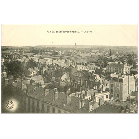 carte postale ancienne 37 TOURS La Gare à vol d oiseau Cartes