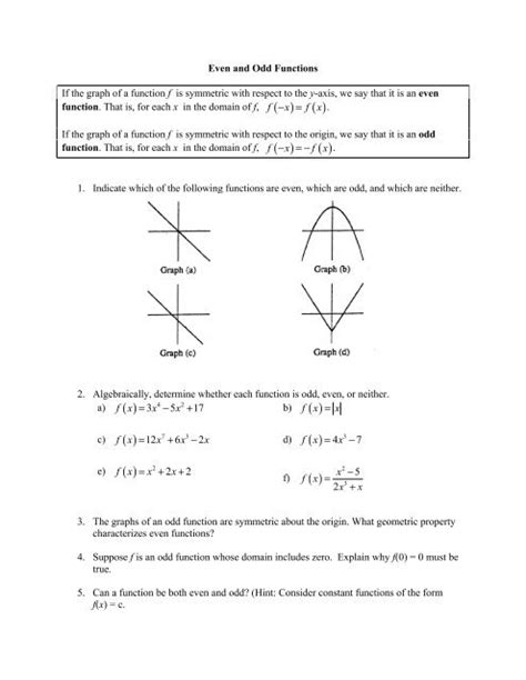 Even And Odd Functions PDF Function Mathematics Analysis