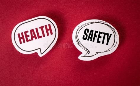 Health and Safety Concept. Speech Bubbles on a Red Background Stock Image - Image of factory ...