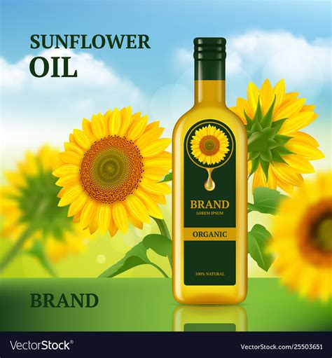 Sunflower Oil Advertizing Design Template Vector Image