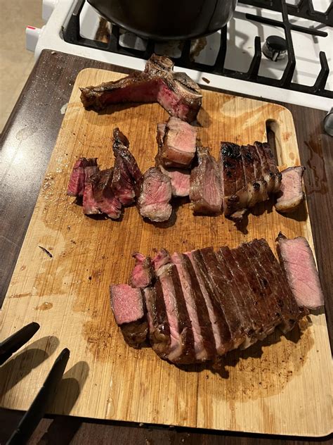 Reverse Seared Porterhouse And NY Strip Dining And Cooking