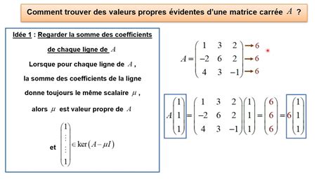 Les idées 1 et 2 pour trouver des valeurs propres évidentes d une