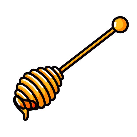 Wooden Honey Dipper Doodle Style Vector Illustration Of Honey Spoon Isolated On White