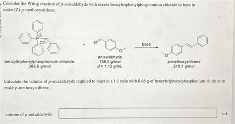 Solved Consider The Wittig Reaction Of P Anisaldehyde With Chegg