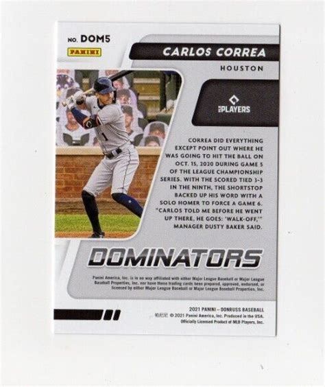 2021 Donruss Baseball Carlos Correa DOM5 Vector Dominators 779 999