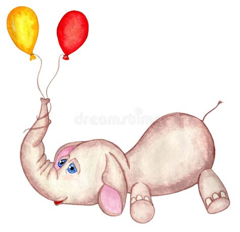 Elephant Flying Balloons Cartoon Stock Illustrations Elephant