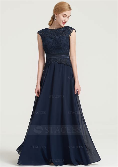 A Line Princess Bateau Sleeveless Long Floor Length Chiffon Bridesmaid