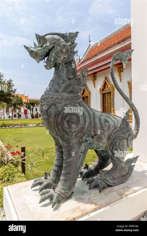 Statue Of Mythical Creature Kraisorn Jumlang At Wat Benchamabophit