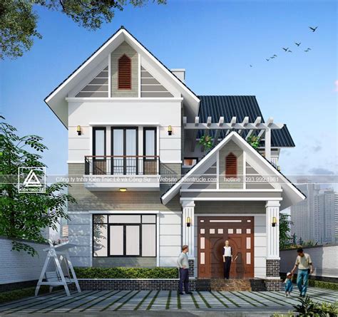 Mẫu Thiết Kế Nhà Đẹp 2 Tầng 120m2 Mái Thái - Kiến Trúc Lê