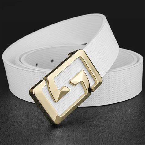 Luxury Golden Buckle White Belts Men Strap Boy Casual Waistband High