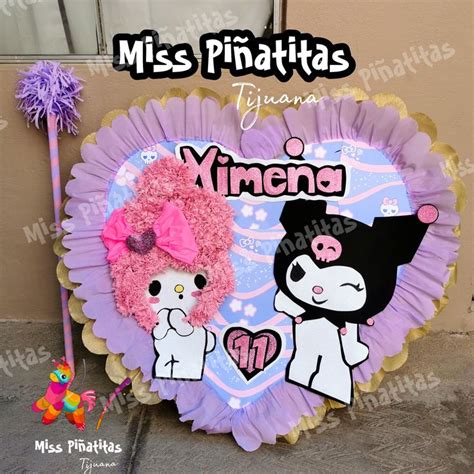 PIÑATA MY MELODY Y KUROMI HEART en 2024 Piñatas faciles Piñatas