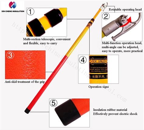 High Voltage Fiberglass FRP Operating Telescopic Hot Stick For Electric Power Industry