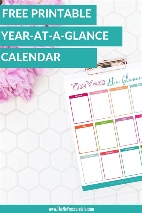 Get This Colorful And Cute Free Printable Year At A Glance Calendar To