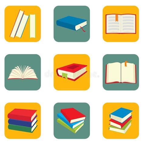 Book Flat Icons Set Stock Illustration Illustration Of Blank