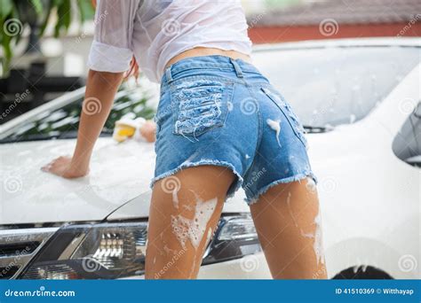 Woman Washing A Car Stock Image Image Of Beautiful Asian 41510369