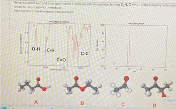 Answered Below Are An Infrared And Mass Spectrum For A Molecule With