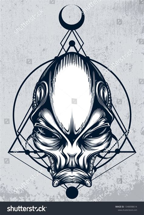 Alien Portrait Mascot Monochrome Style Sacred Stock Vector (Royalty Free) 1348098614 ...